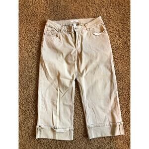 Christopher Blue Stretch light olive green cropped khakis women's size 10